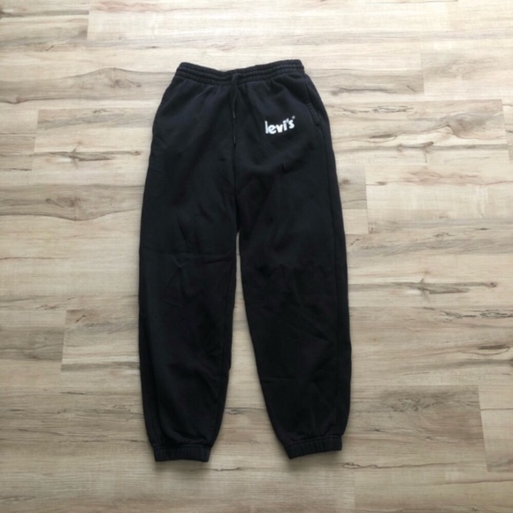 Levi's Black Sweatpants Elastic Cuffs Relaxed Fit - Picture 1 of 6